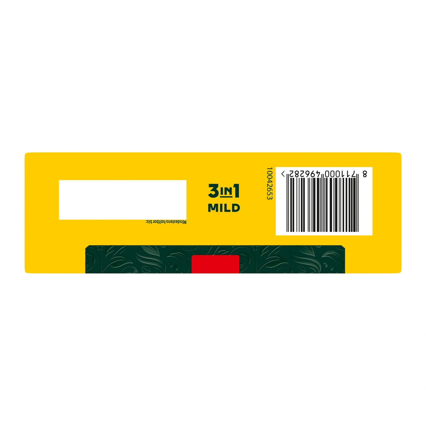Gelbe Verpackung mit Barcode und "3in1 MILD" Aufschrift