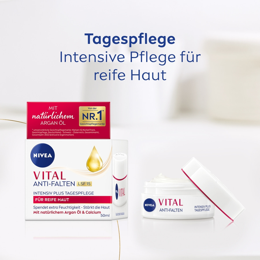 NIVEA Tagespflege VITAL Anti-Falten Intensiv Plus LSF 15 Bio Arganöl 2 x 50 ml