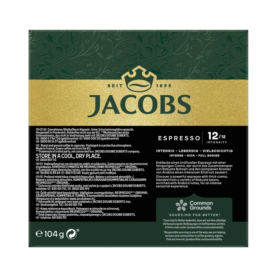 JACOBS Kapseln Espresso 12 Ristretto 10 x 20 Nespresso®* kompatibel