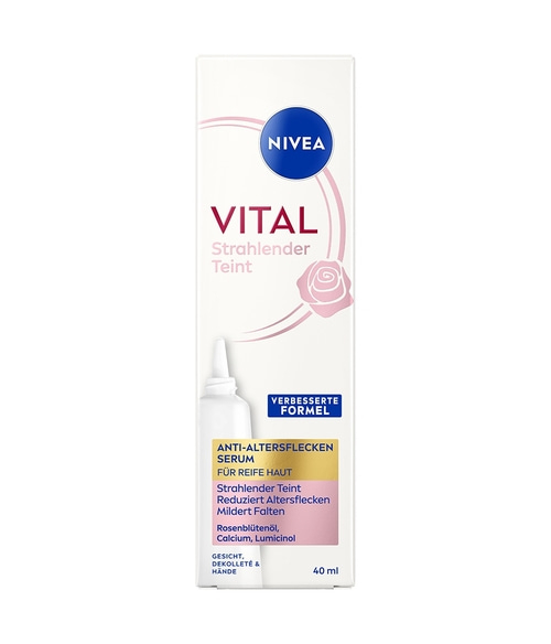 Nivea Vital strahlender Teint Anti-Aging Serum gegen Altersflecken für reife Haut.