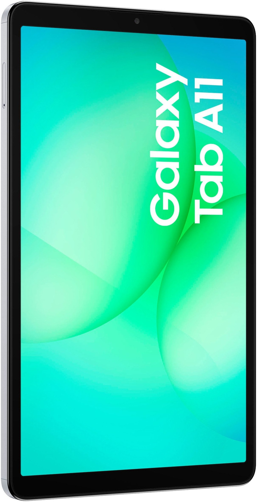 Samsung Galaxy Tab A11 Tablet mit blaugrünem Hintergrund und Schriftzug