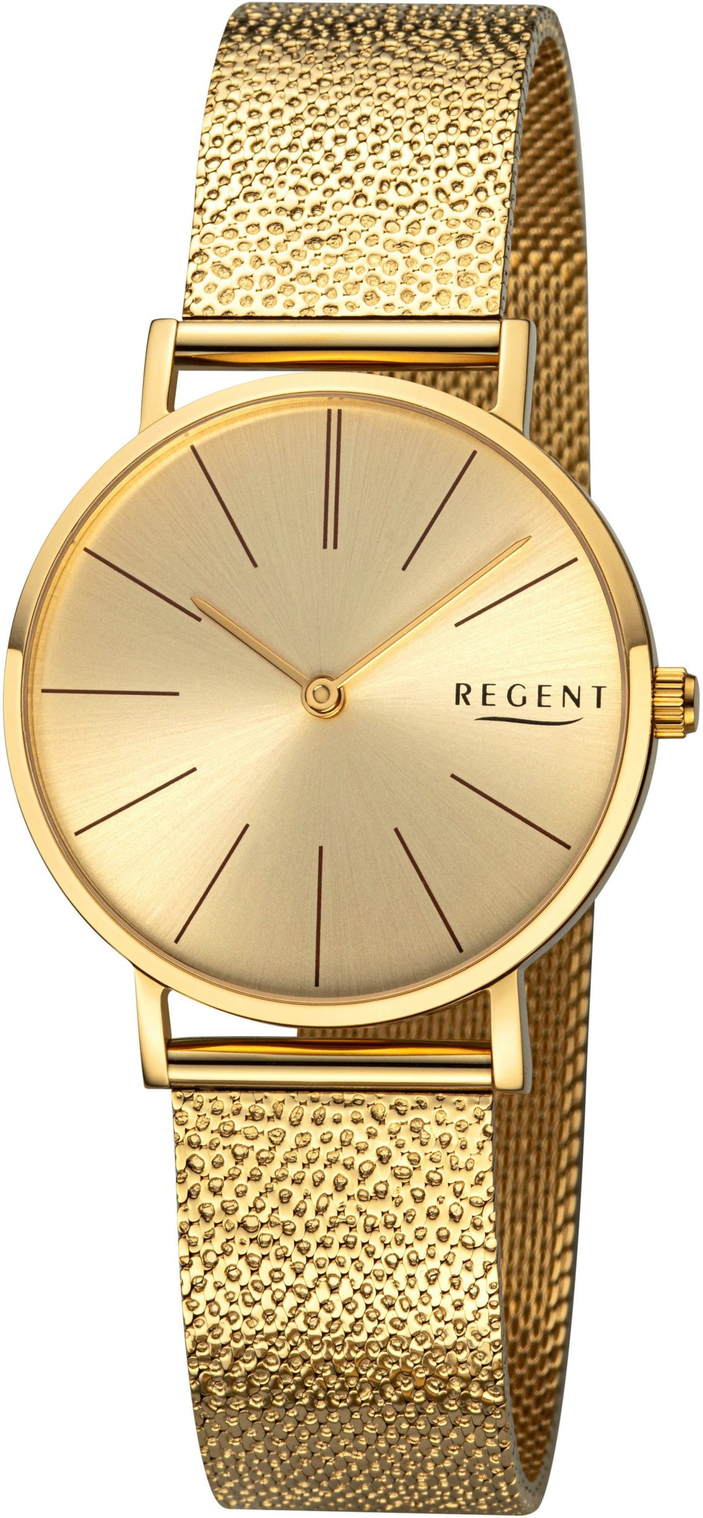 Goldene Regent Uhr mit feinem Netzarmband und schlichtem Zifferblatt
