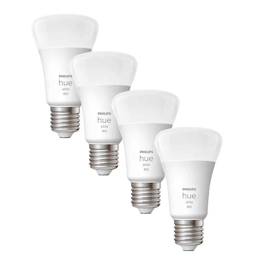 Vier Philips Hue White 800 Glühbirnen, weiß, energiesparend, LED-Technologie, E27-Sockel