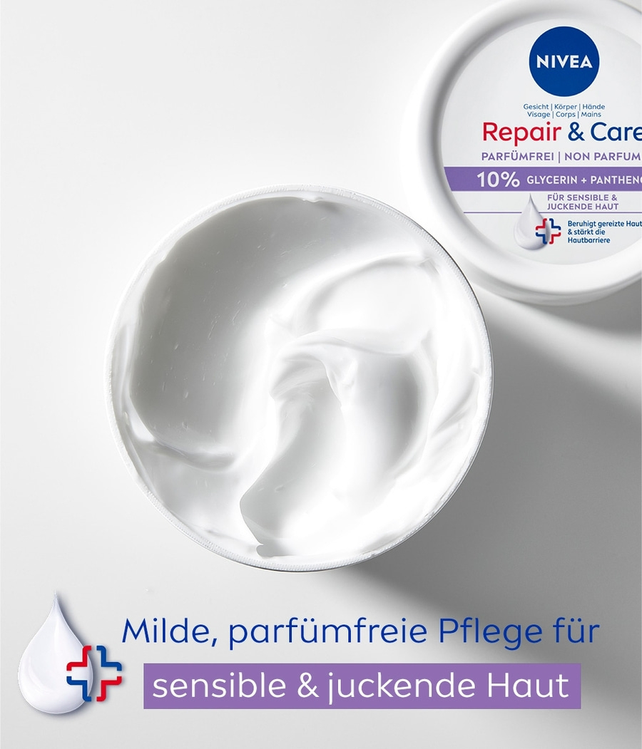 NIVEA Repair & Care Pflegecreme parfümfreie Body Lotion Panthenol 2 x 400 ml