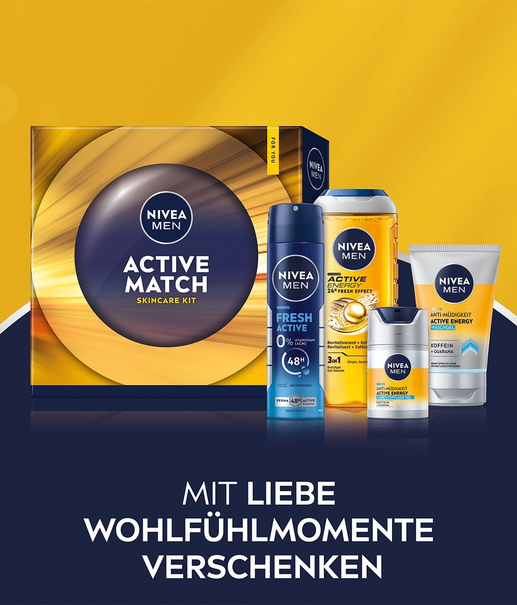 Nivea Men Skincare Kit mit Duschgel, Deo und Gesichtscreme.