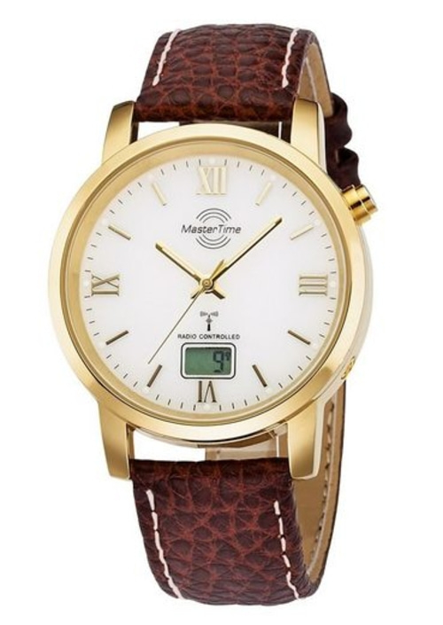 MASTER TIME 40mm Funkuhr MTGA-10298-13L Quarz Lederarmband IP-beschichtet B-WARE