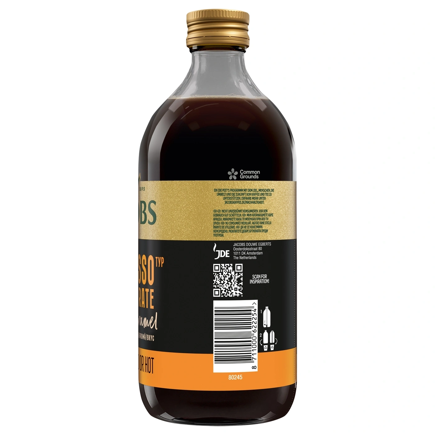 Flasche dunkles Kaffee-Konzentrat mit Karamellgeschmack.