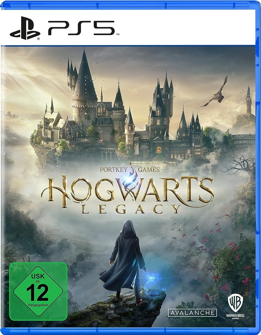 Hogwarts Legacy PS5 Spielcover mit USK-Logo und Warner Bros. Games Logo