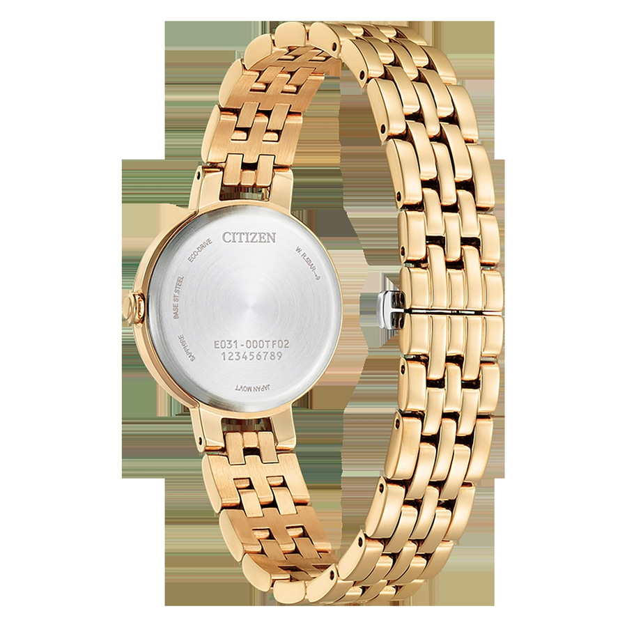 CITIZEN Damen Armbanduhr EM0993-82Z Eco-Drive Edelstahl gold 28 mm grün B-WARE