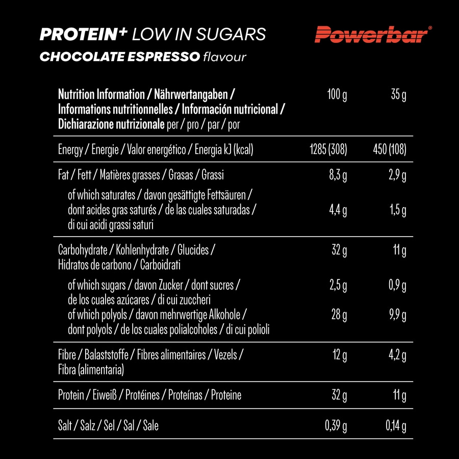 POWERBAR Protein Plus - Low Sugar - Chocolate Espresso - 16x35g Riegel