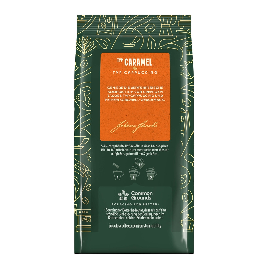 JACOBS Löskaffee TYP CARAMEL CAPPUCCINO 12x 360g Beutel Karamell Geschmack