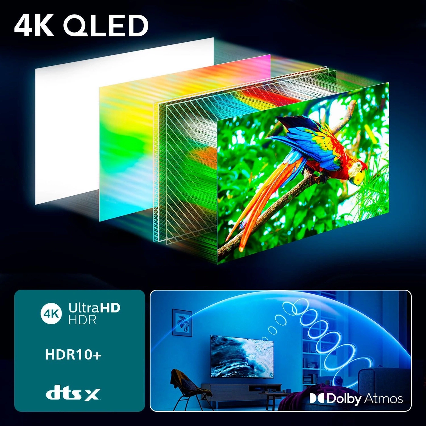 4K QLED TV mit HDR10+ und Dolby Atmos