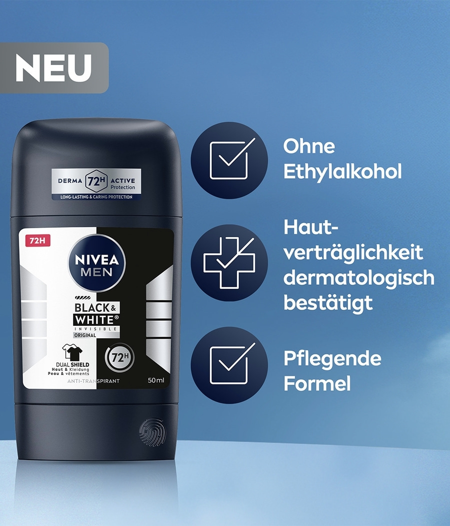 NIVEA Deodorant Black & White Invisible Original Deo Stick 5 x 50ml
