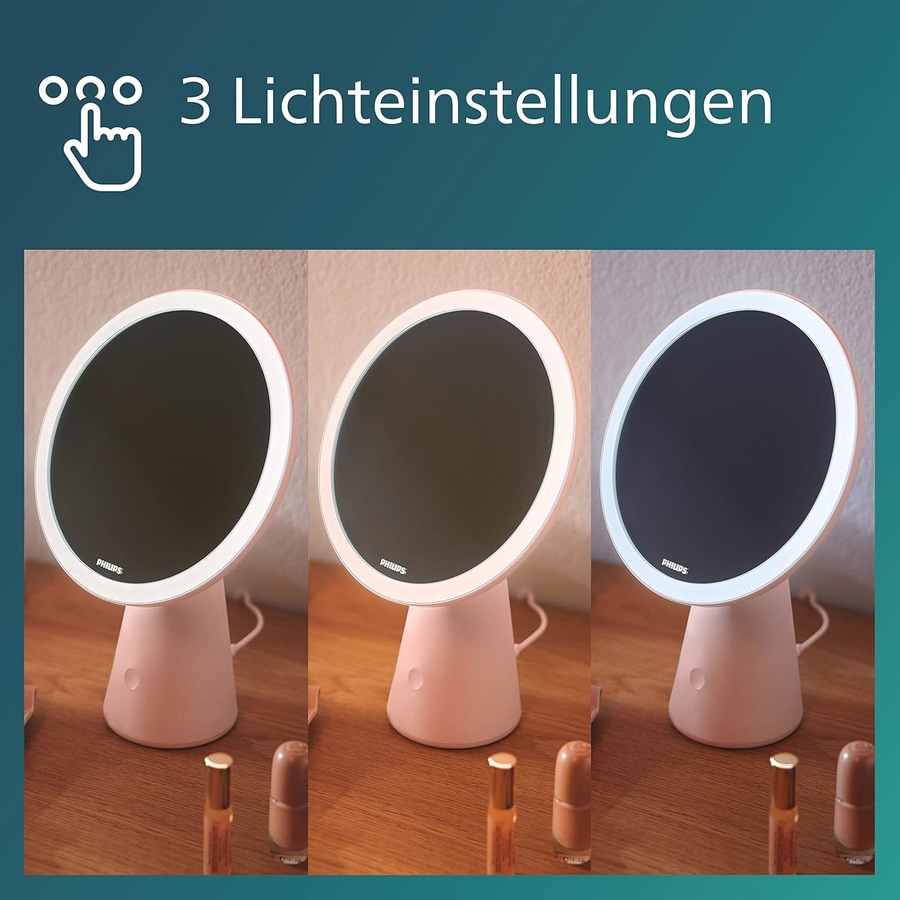 Philips LED Mirror Spiegelleuchte DSK205 3 Lichteinstellungen USB Akku rose NEU