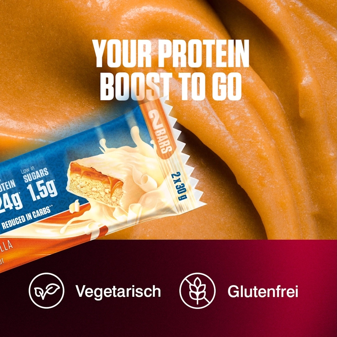 Proteinriegel mit Vanillegeschmack, vegetarisch und glutenfrei