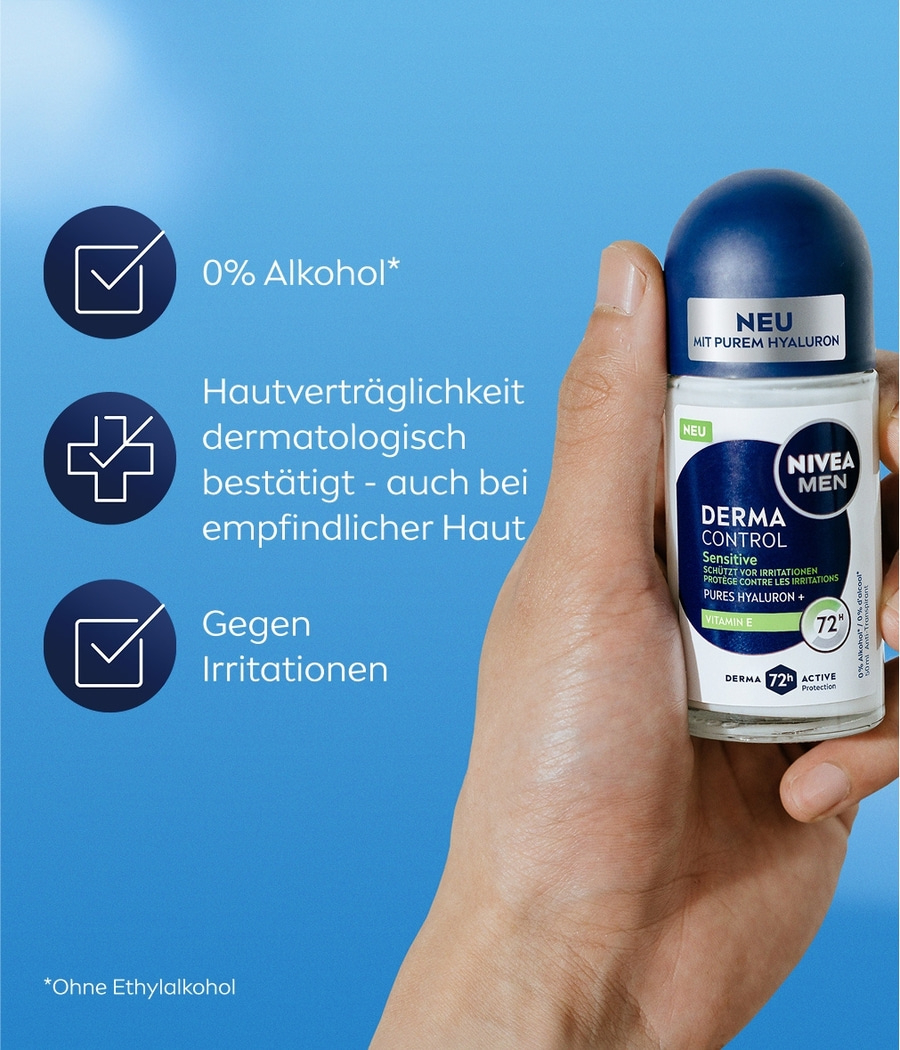 NIVEA Deodorant Men Derma Control Sensitiv Roll-On 6 x 50ml