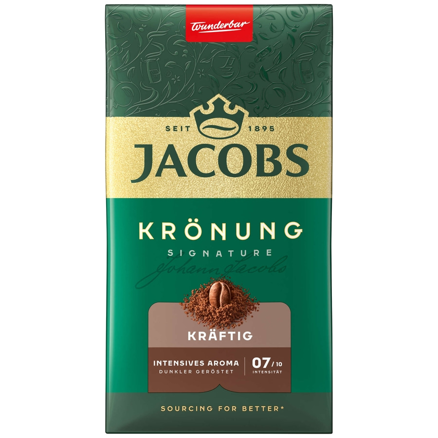 JACOBS Filterkaffee Krönung Kräftig Röstkaffee 12 x 500 g + 1 Becher + 1 Dose