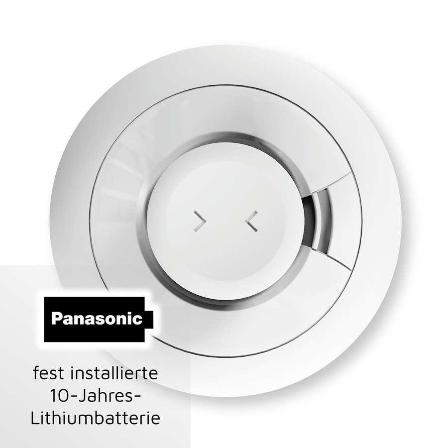 Panasonic Rauchmelder mit fest installierter 10-Jahres-Lithiumbatterie