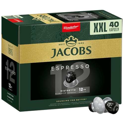 JACOBS Kapseln Espresso 12 Ristretto XXL-Pack 5 x 40 Nespresso®* kompatibel