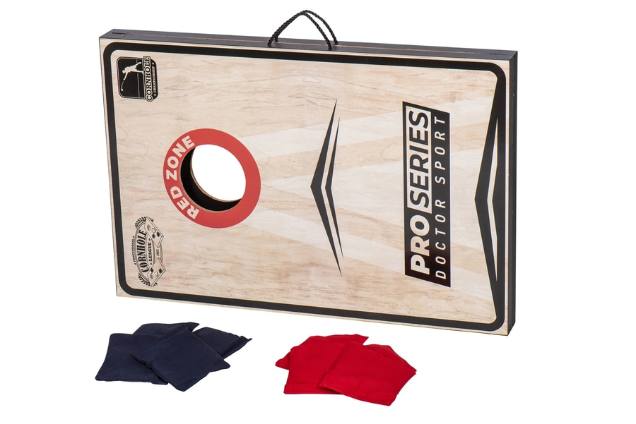 DOCTOR SPORT Pro Series Doppel-Cornhole-Set, echtes Holz, 8 Beanbags + Tasche