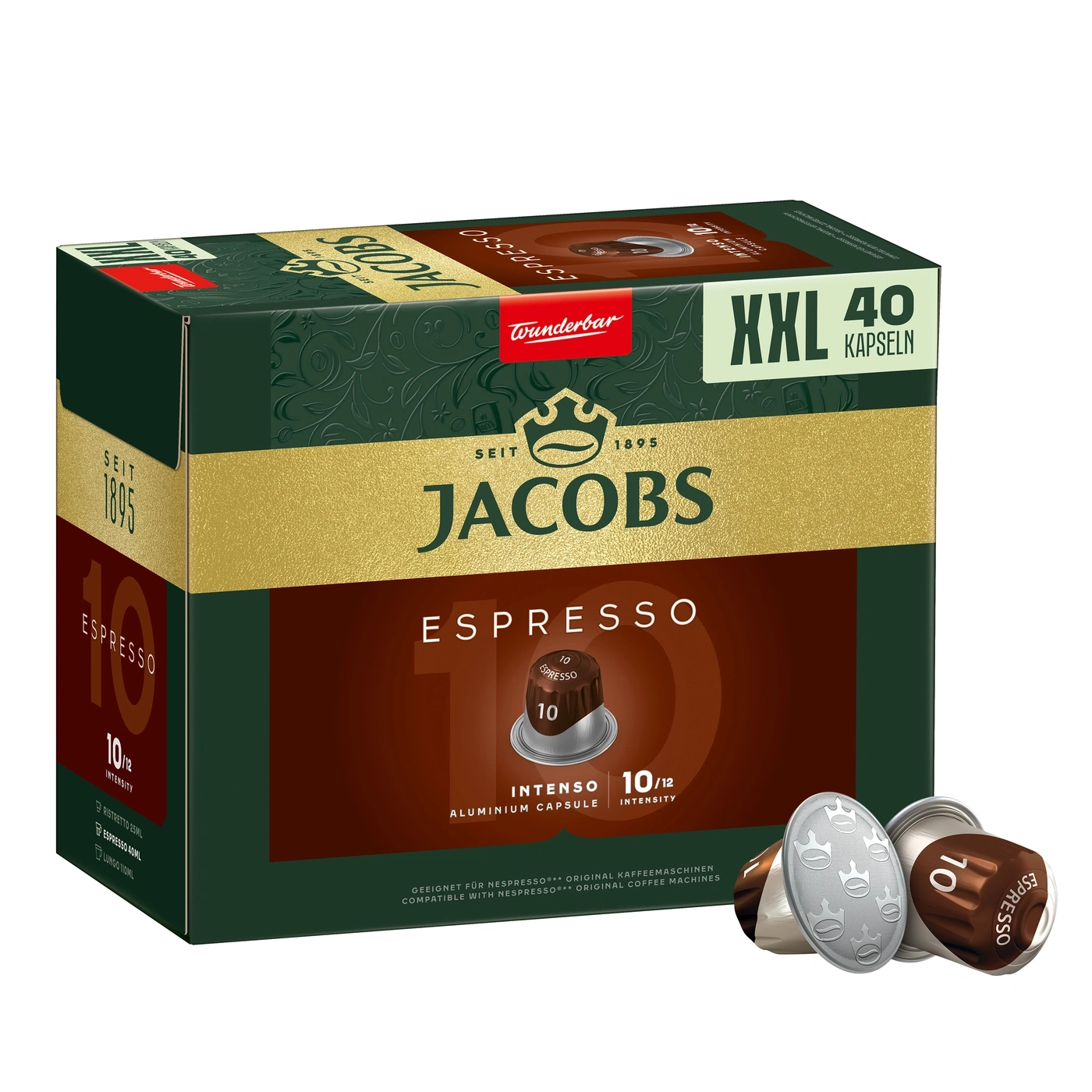 Jacobs Espresso Intenso 10/12 Aluminium Kapseln, 40 Stück