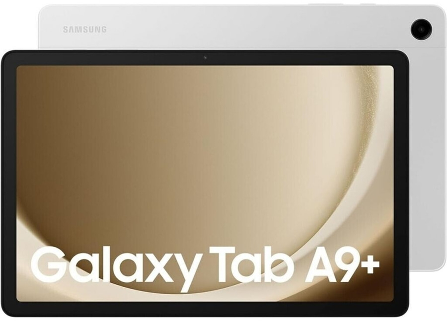Samsung Galaxy Tab A9+ Tablet, weiß, mit Bildschirm und Kamera