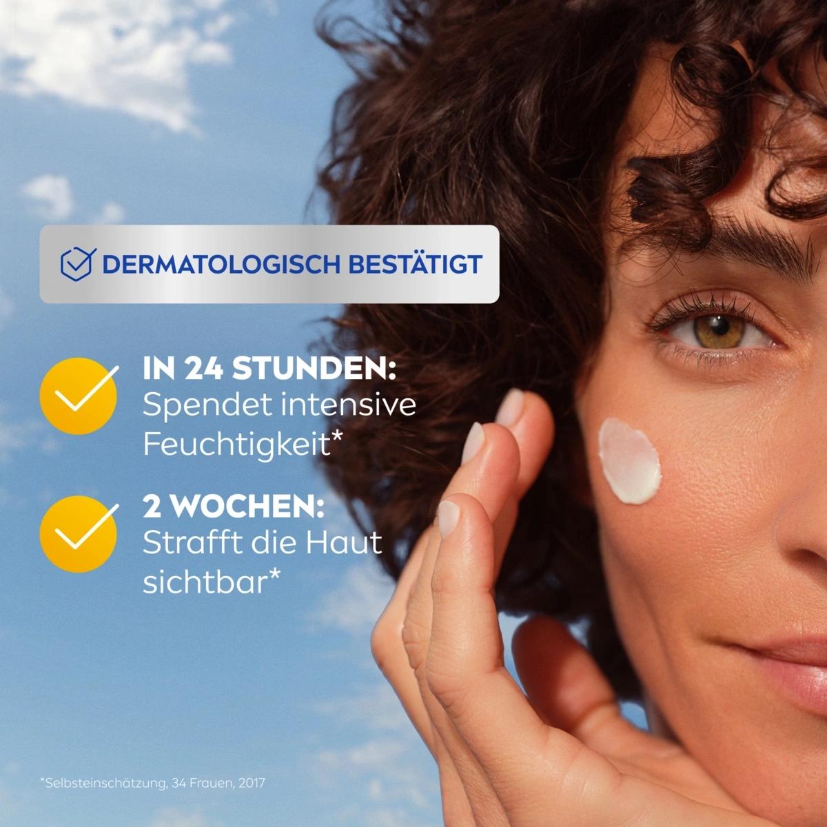 Hautpflegeprodukt mit dermatologischer Bestätigung, spendet Feuchtigkeit und strafft die Haut.
