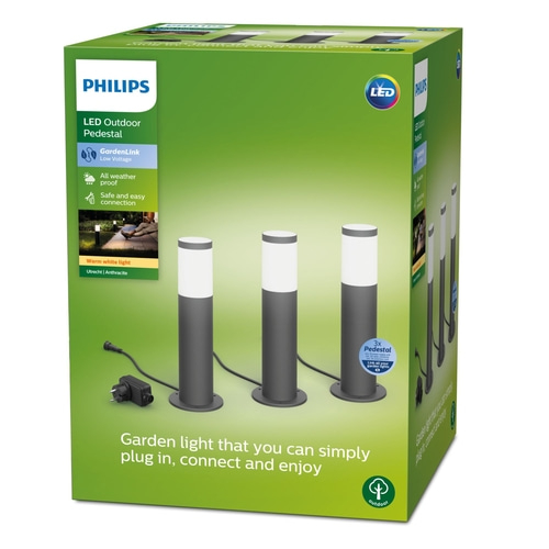 PHILIPS Utrecht 3er Starter Set LED Outdoor Sockelleuchte Wegeleuchte NEU