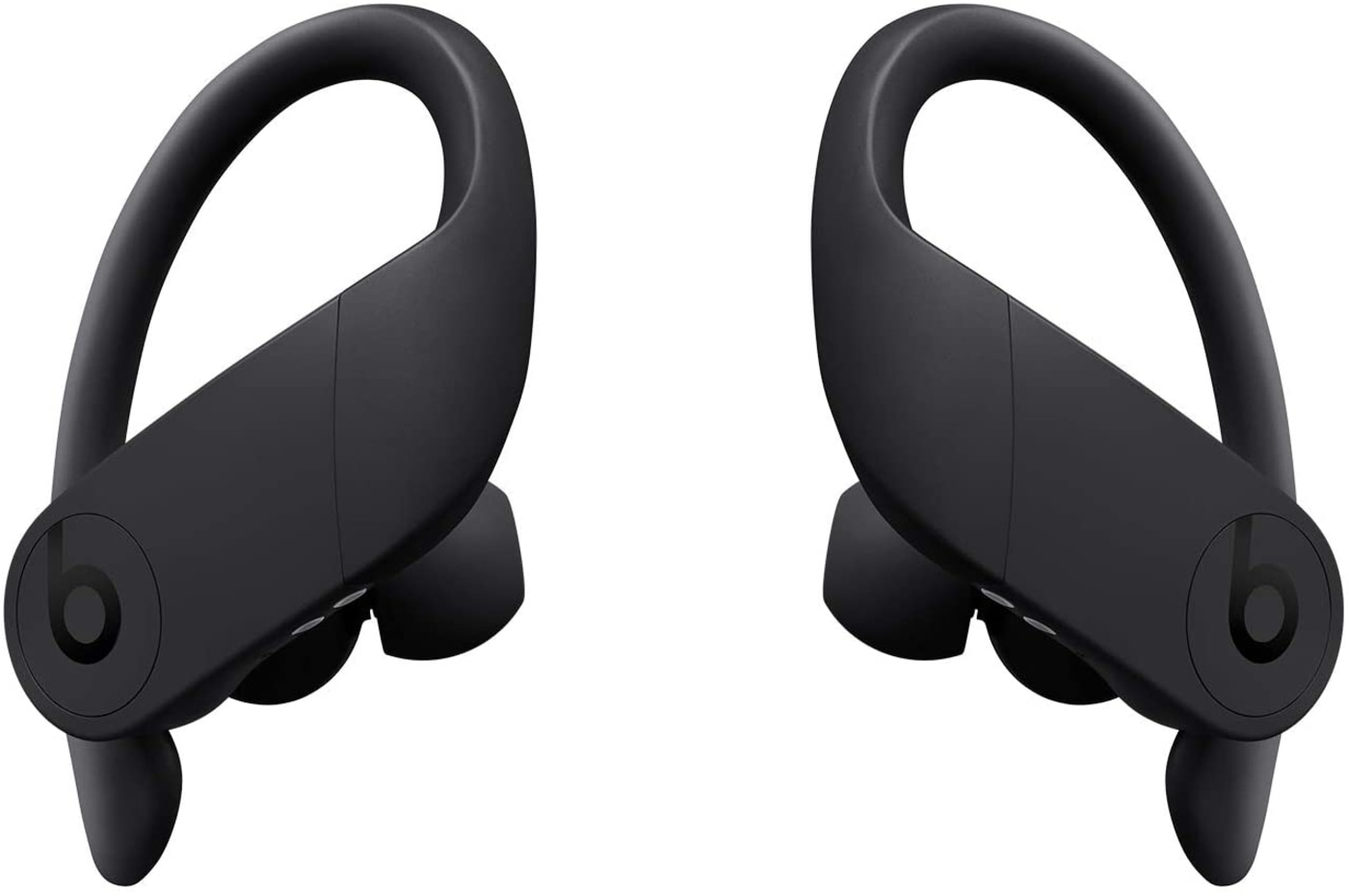 Schwarze Beats Powerbeats Pro Kopfhörer, Nahaufnahme, isoliert auf Weiß