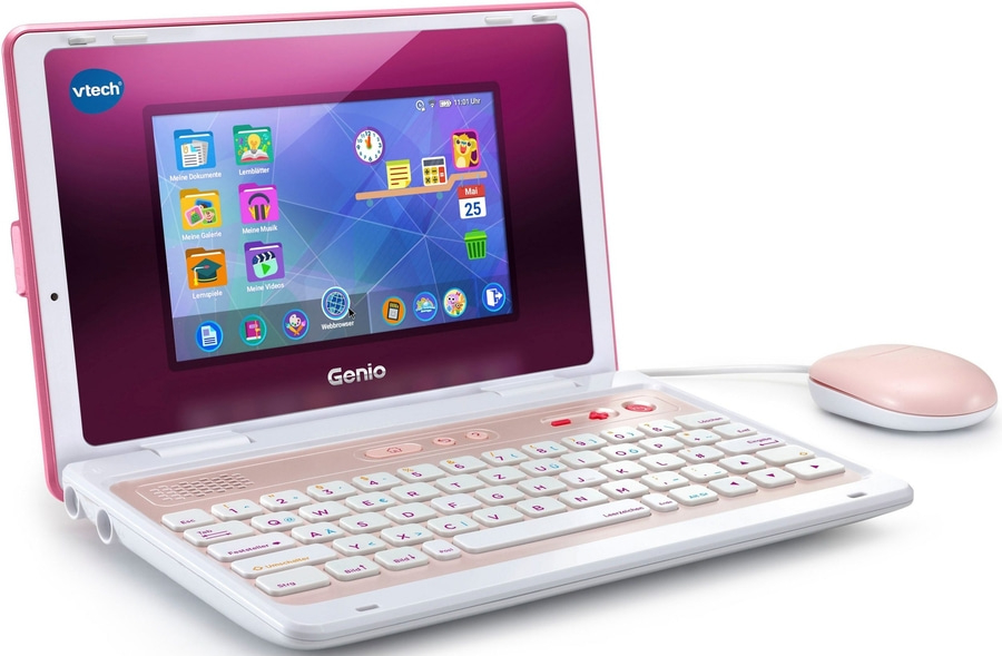 Vtech Kindercomputer School & Go Genio Lernlaptop XL silber 40 Lernspiele WLAN