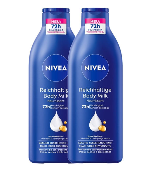 NIVEA Body Reichhaltige Milk 2 x 400ml 72h intensive Feuchtigkeit