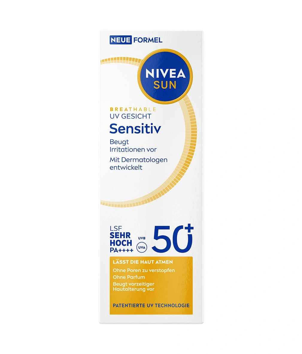 NIVEA SUN Sensitiv Sonnenschutz LSF 50+ für das Gesicht.