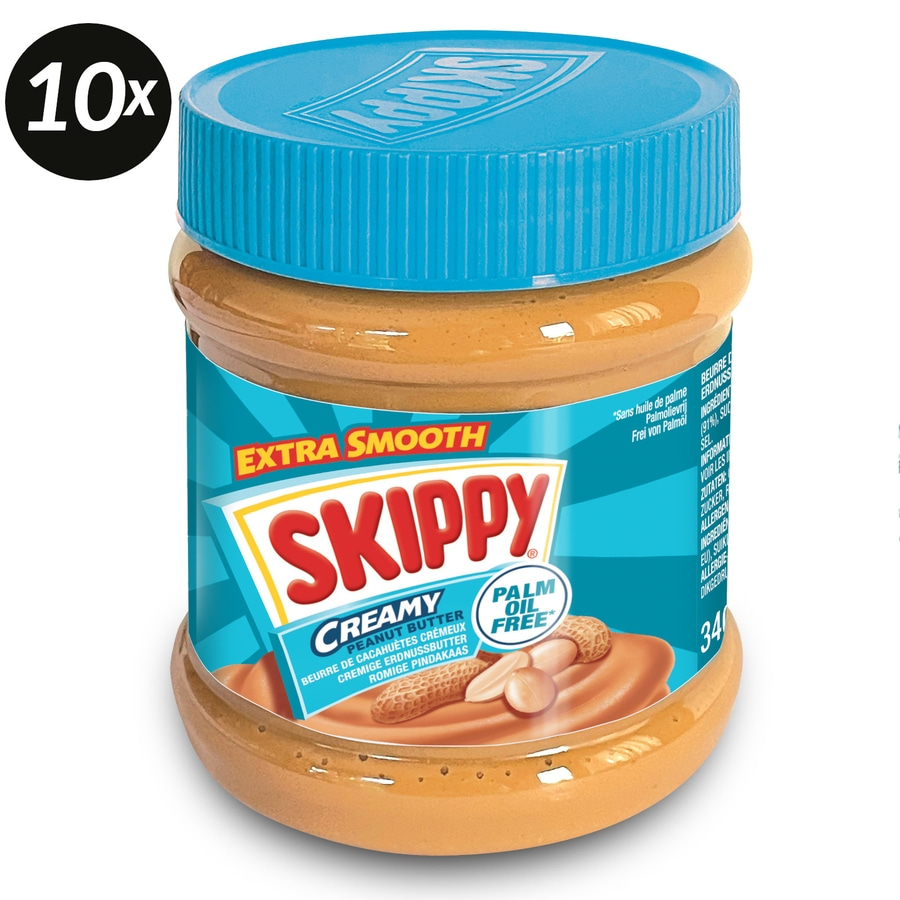 10x SKIPPY Erdnussbutter Creamy Peanut Butter Extra Smooth Ohne Palmöl 340g