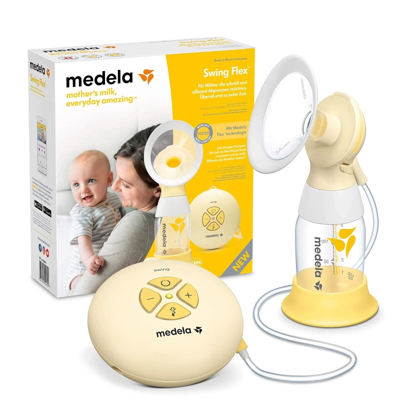 Medela Swing Flex elektrische Brustpumpe für Mütter, die schnell und effizient abpumpen möchten.