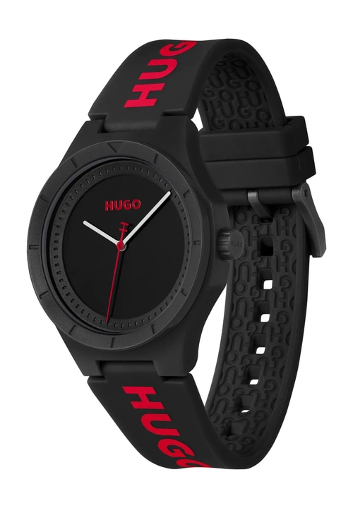 HUGO Herren Armbanduhr #LIT FOR HIM 1530343 Quarz Mineralglas schwarz 42mm