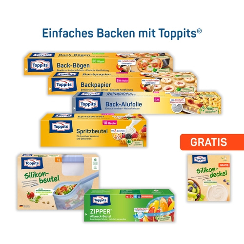 Toppits® Back-Set Backpapier Bögen Alufolie Spritzbeutel Allzweckbeutel Silikon