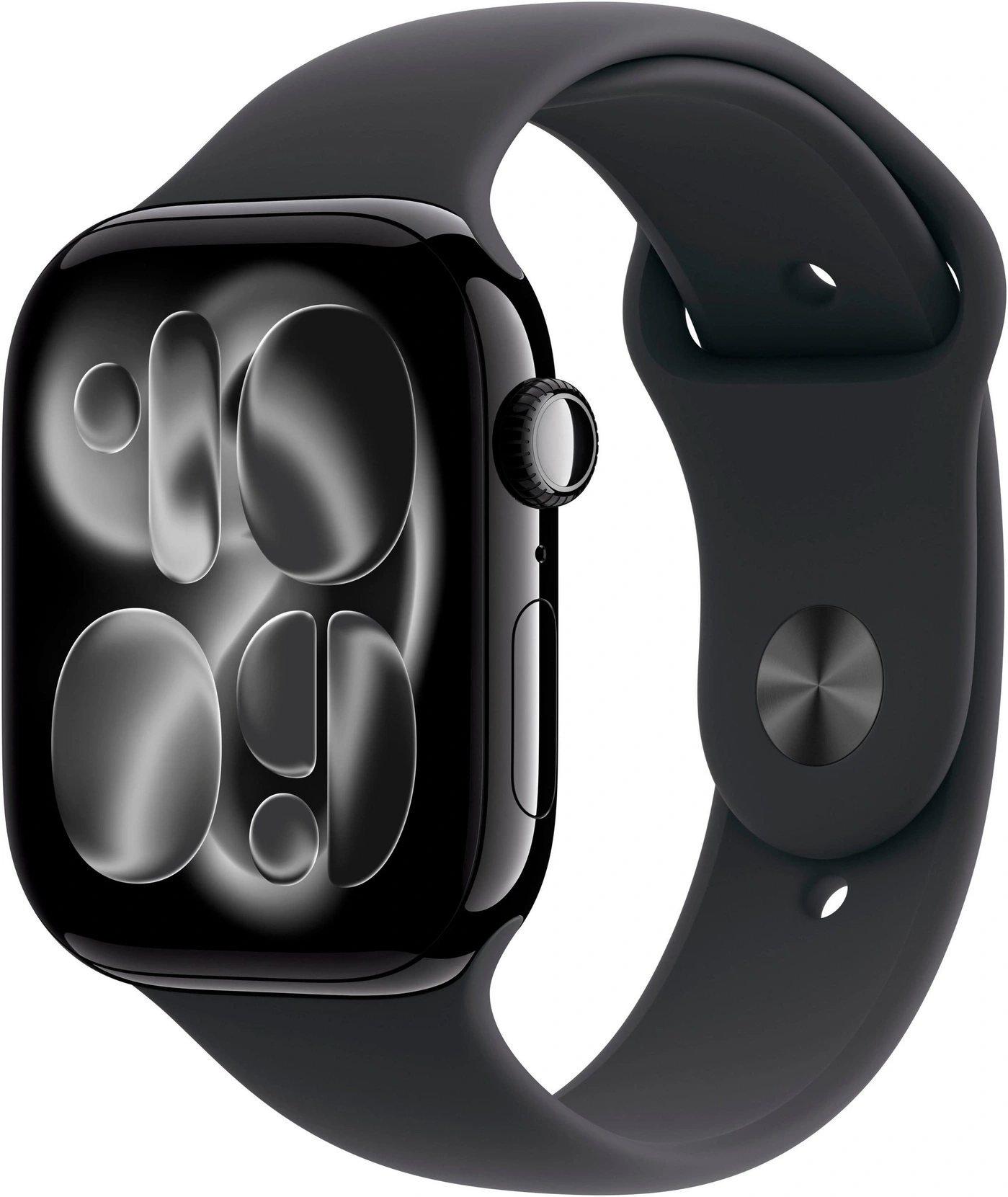 Schwarze Smartwatch mit digitaler Anzeige und schwarzem Armband
