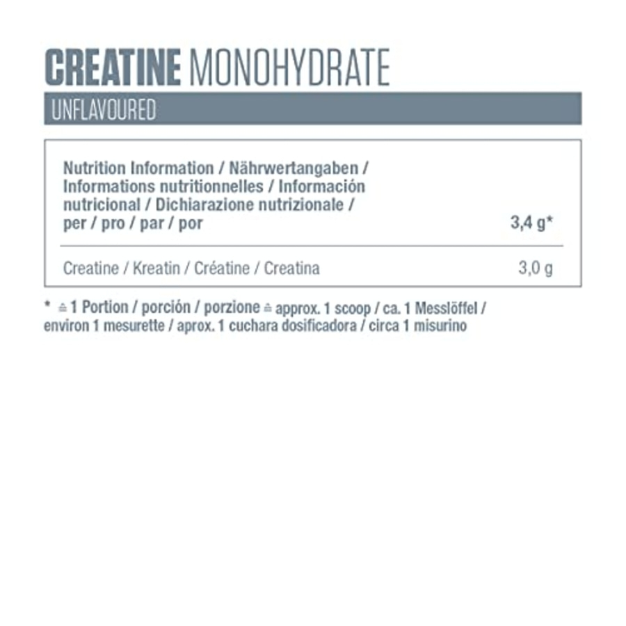 Creatine Monohydrate, Nährwertangaben, Portionen, Messlöffel, Creatin, unflavored.
