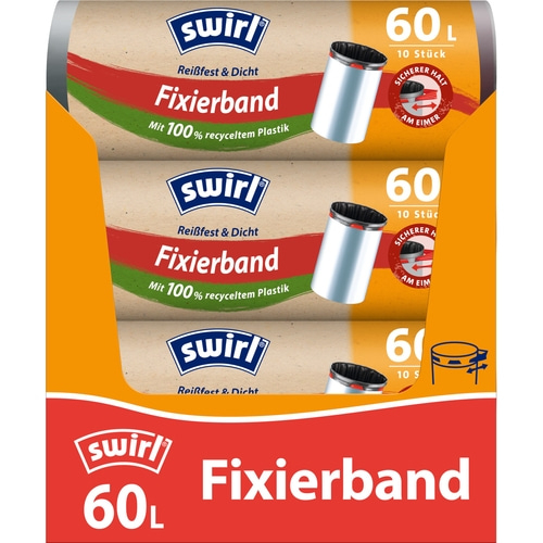 6 x SWIRL Müllbeutel 60 l Fixierband á 10 Stück NEU