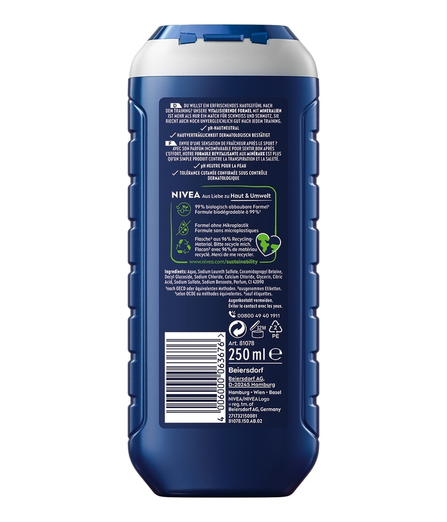 Nivea Duschgel, erfrischend, revitalisierend, Hautverträglichkeit dermatologisch bestätigt, 250ml
