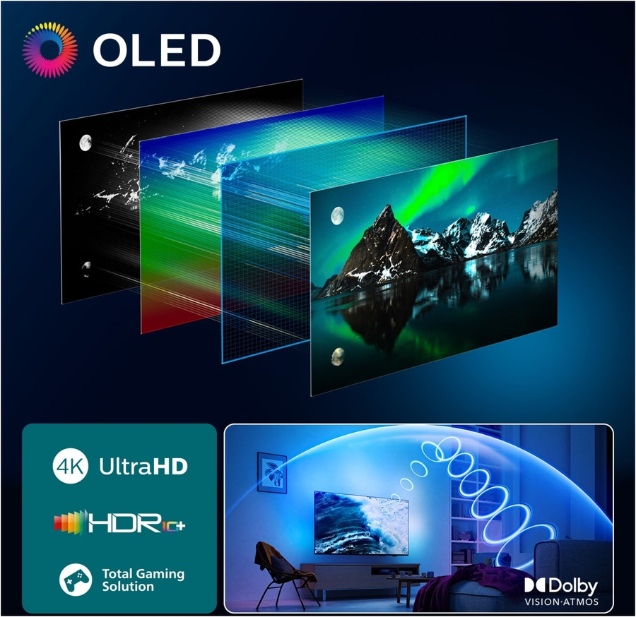 OLED-Fernseher mit 4K UltraHD, HDR10+, Total Gaming Solution und Dolby Vision Atmos.