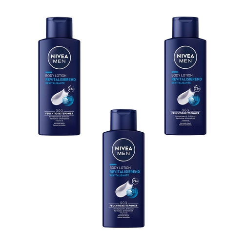 NIVEA MEN Body Lotion Revitalisierend Erfrischend 24h Feuchtigkeit 3 x 250 ml