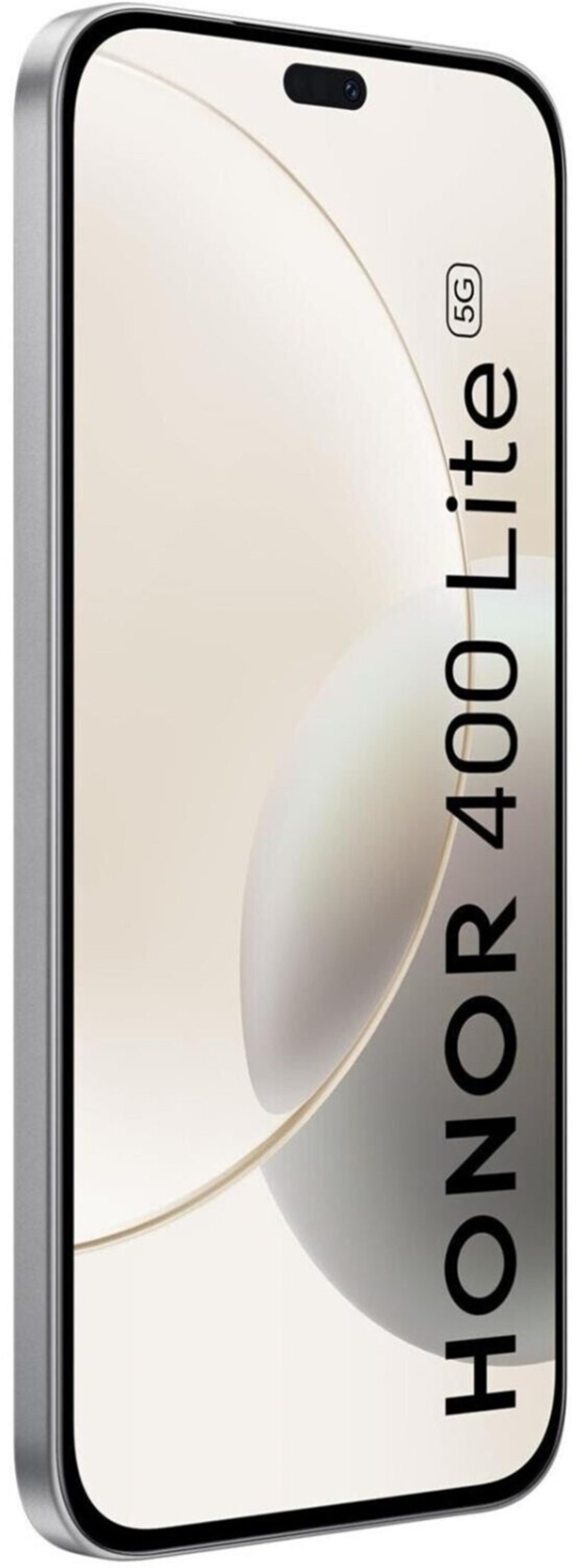 Ein Honor 40 Lite 5G Smartphone mit silbernem Rahmen und einer weißen Oberfläche.
