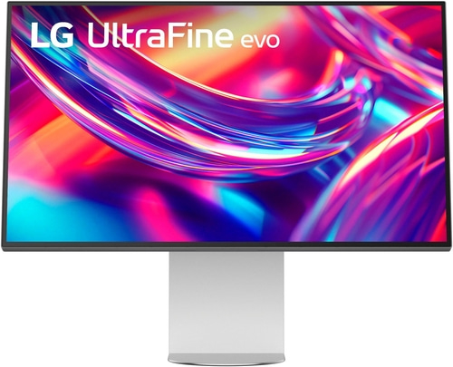LG UltraFine evo Monitor mit farbenfrohem Hintergrundbild