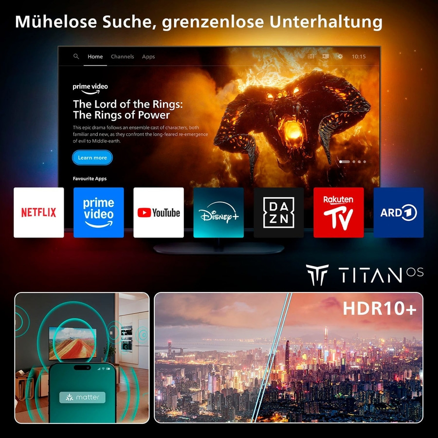 PHILIPS 75 Zoll QLED Fernseher 75PUS7800/12 Smart TV 4K Ultra HD Titan OS B-WARE