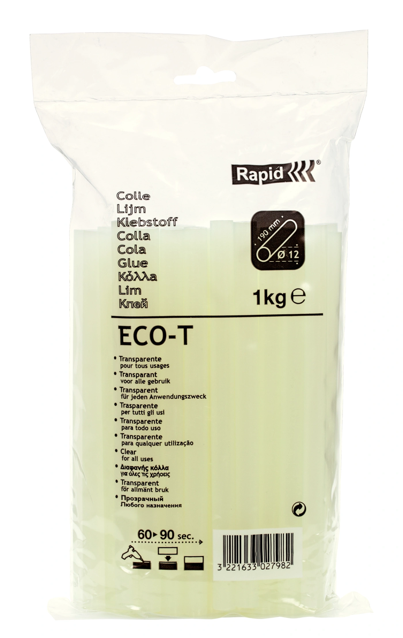 Heißklebestifte "ECO-T" von Rapid, 1kg, transparent