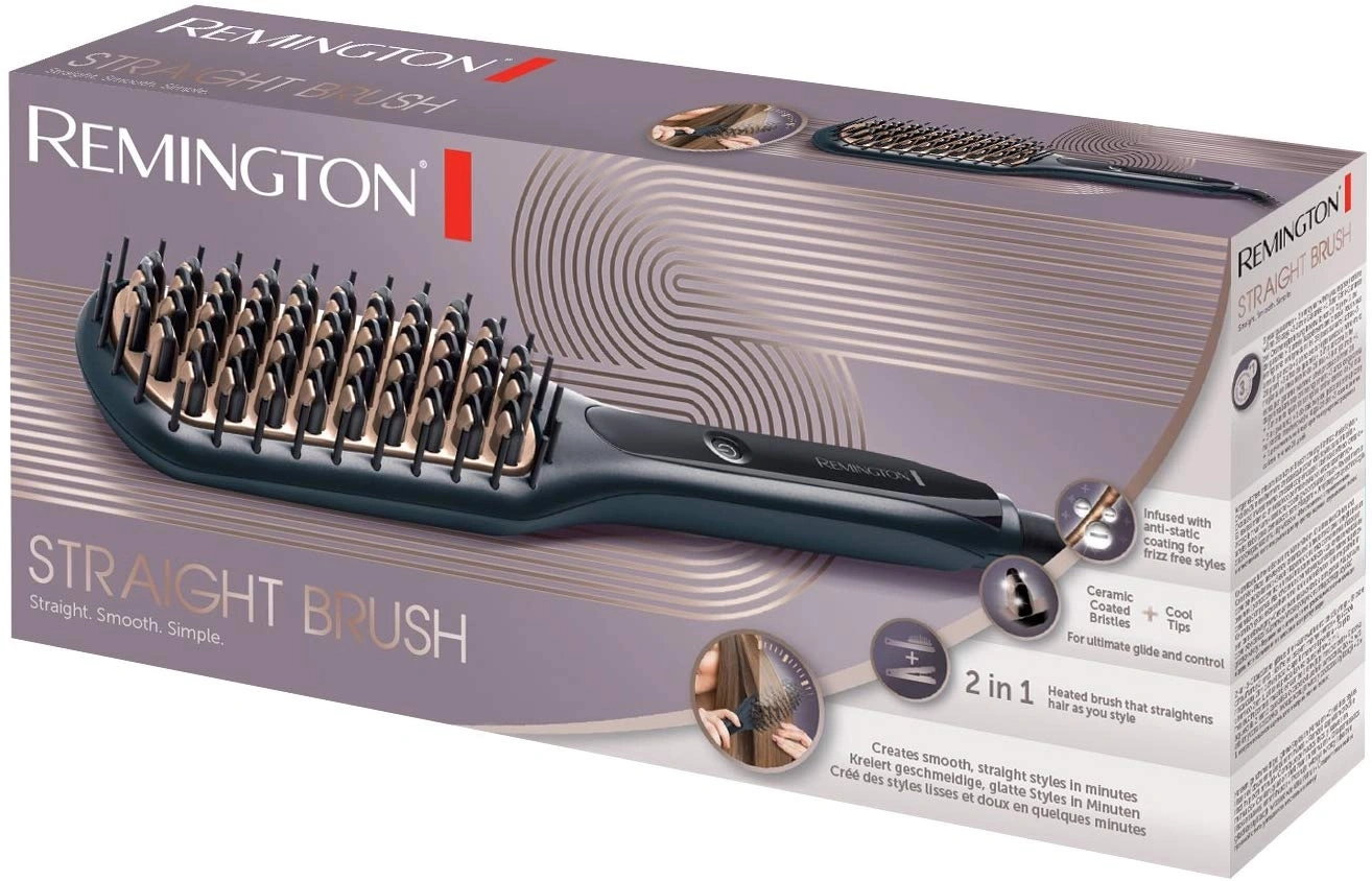 Remington Glätteisenbürste, 2 in 1, für glattes Haar, Anti-Frizz-Beschichtung