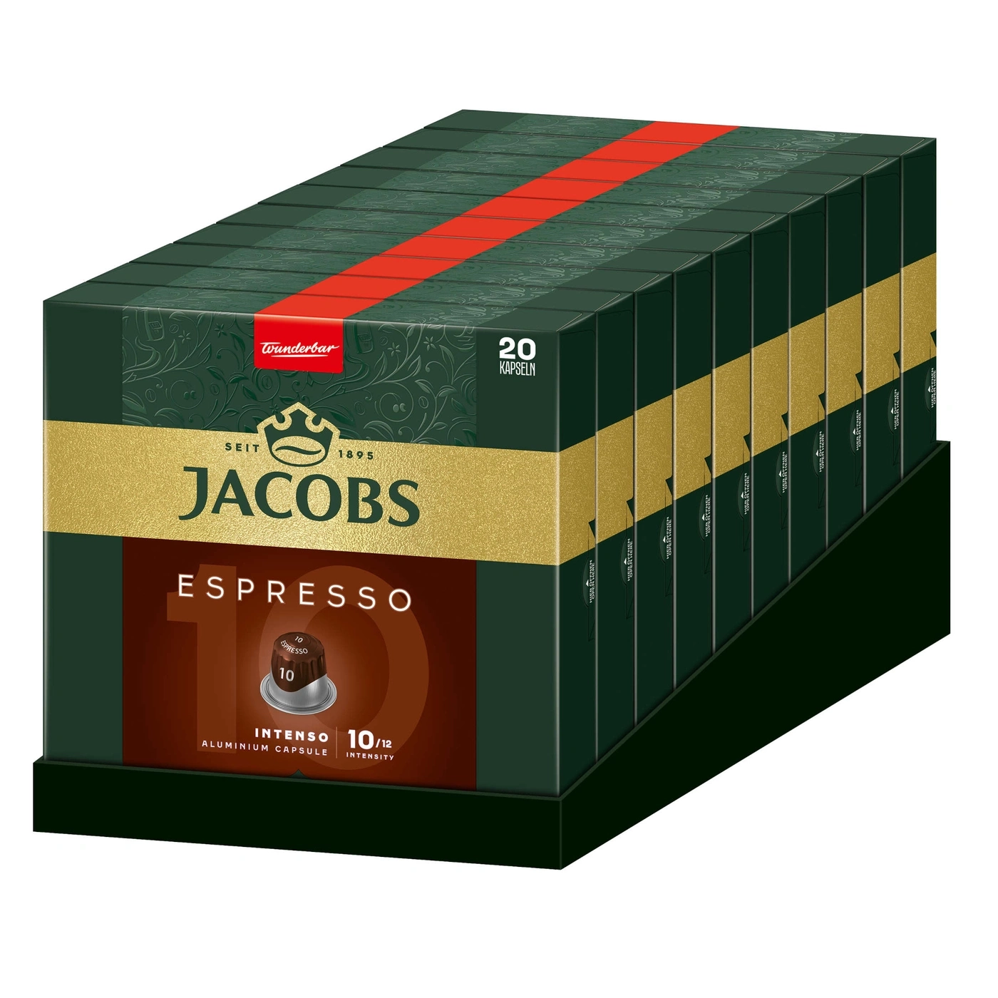 Jacobs Espresso Kaffeekapseln, 20 Stück, Intensität 10/12, Aluminium Kapseln, Wunderbar