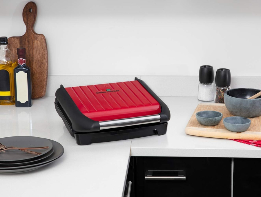 GEORGE FOREMAN Kontaktgrill Fitnessgrill Steel Family Rot 25040-56 Paninigrill