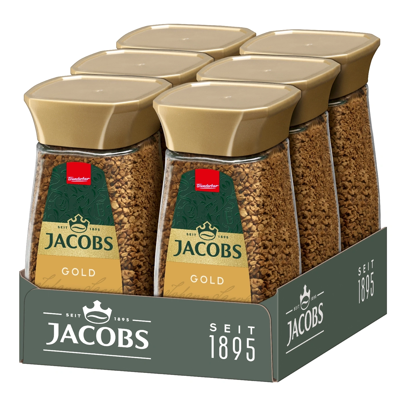 Packung Jacobs Gold Instantkaffee Glrgläser